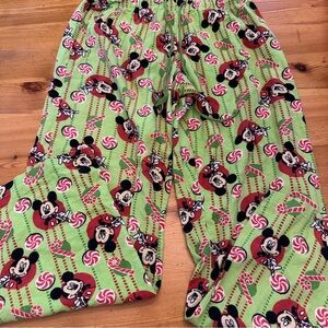 Disney Mickey Mouse Christmas Candy Canes Pajama Pants Cotton Women XS